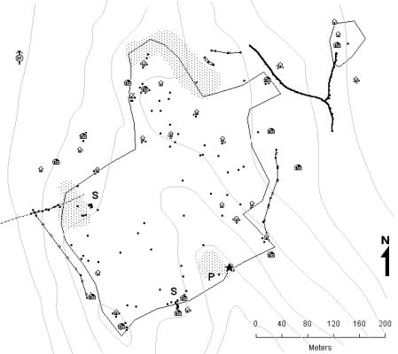 Mha GIS tolkad GPS-kartering av Backasätern 1999