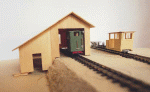 Engine shed, loco and passenger car
